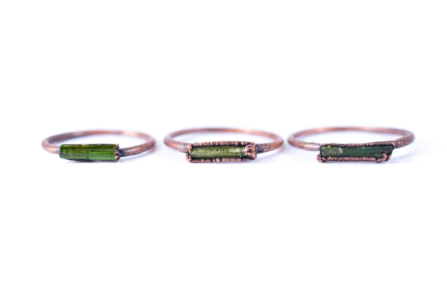 Raw tourmaline ring | Green tourmaline crystal ring