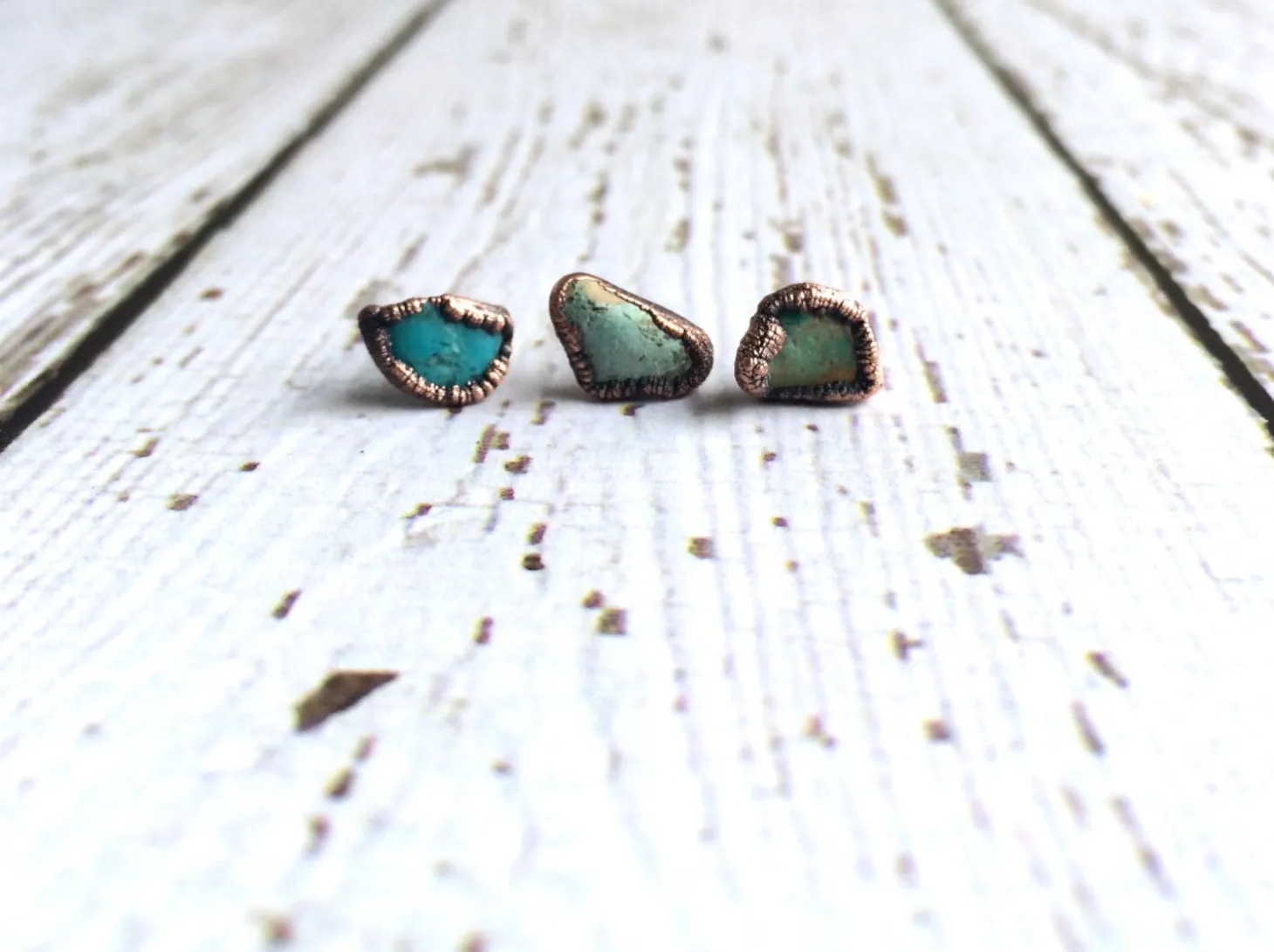 Raw turquoise stud earrings | Turquoise nugget sterling silver post earring