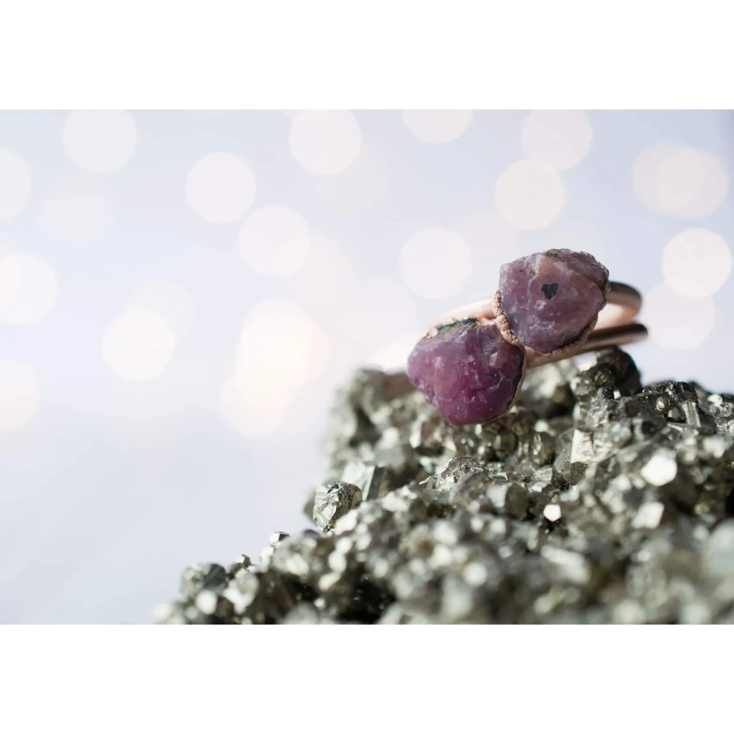 Rose Gold Ruby ring | Red ruby crystal ring