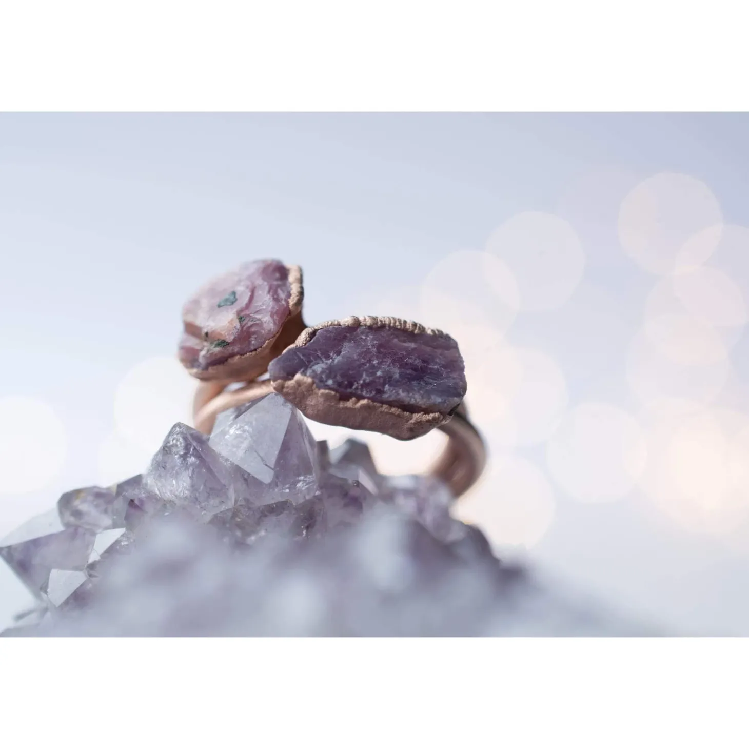 Rose Gold Ruby ring | Red ruby crystal ring