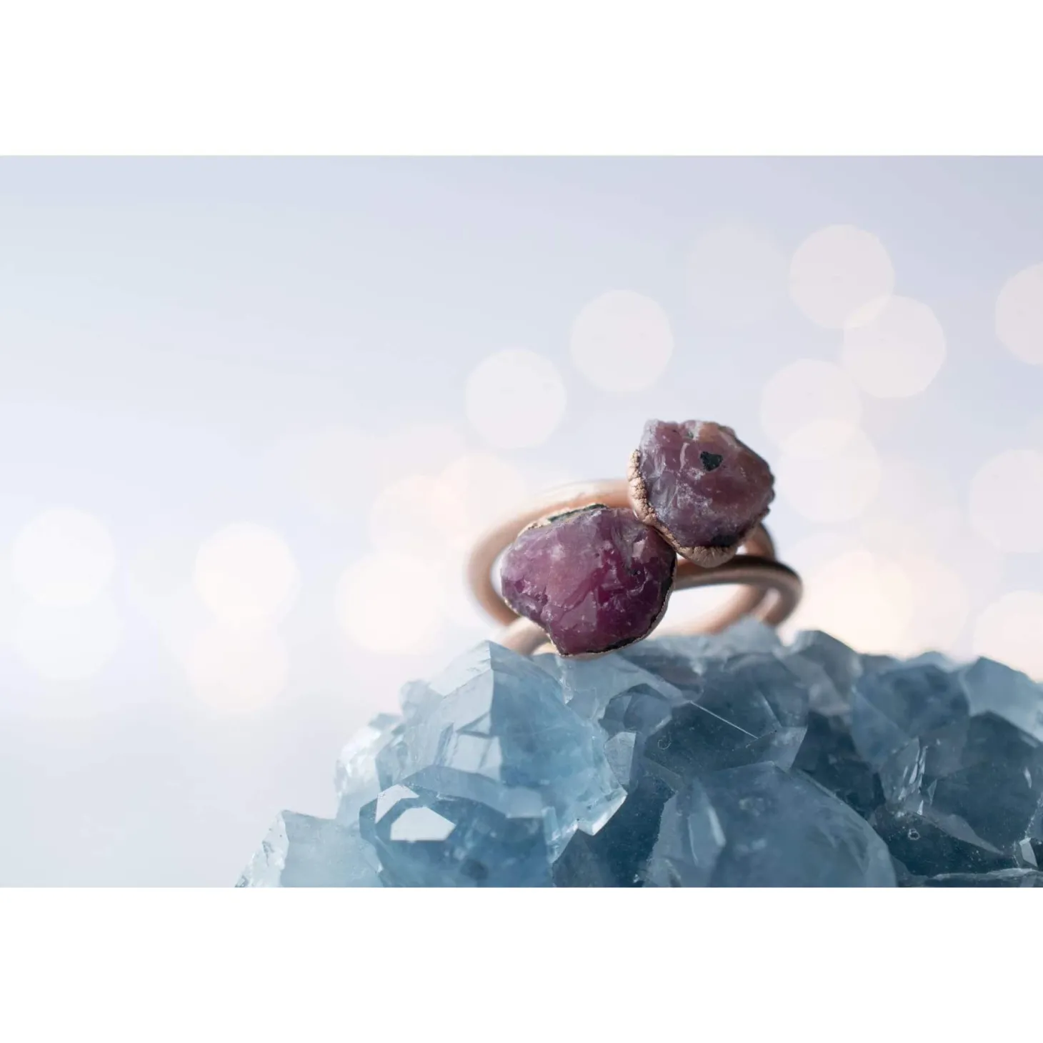 Rose Gold Ruby ring | Red ruby crystal ring