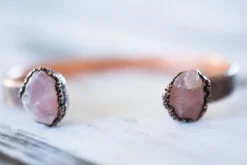 Rose Quartz Cuff Bracelet | Rough Rose quartz Cuff Bracelet
