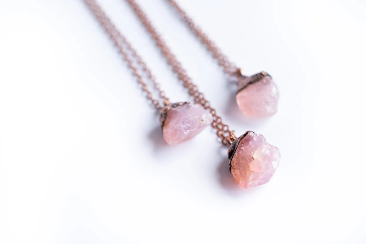 Rose quartz necklace | Electroformed crystal necklace