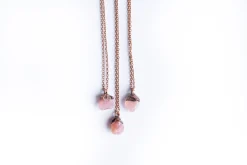 Rose quartz necklace | Electroformed crystal necklace