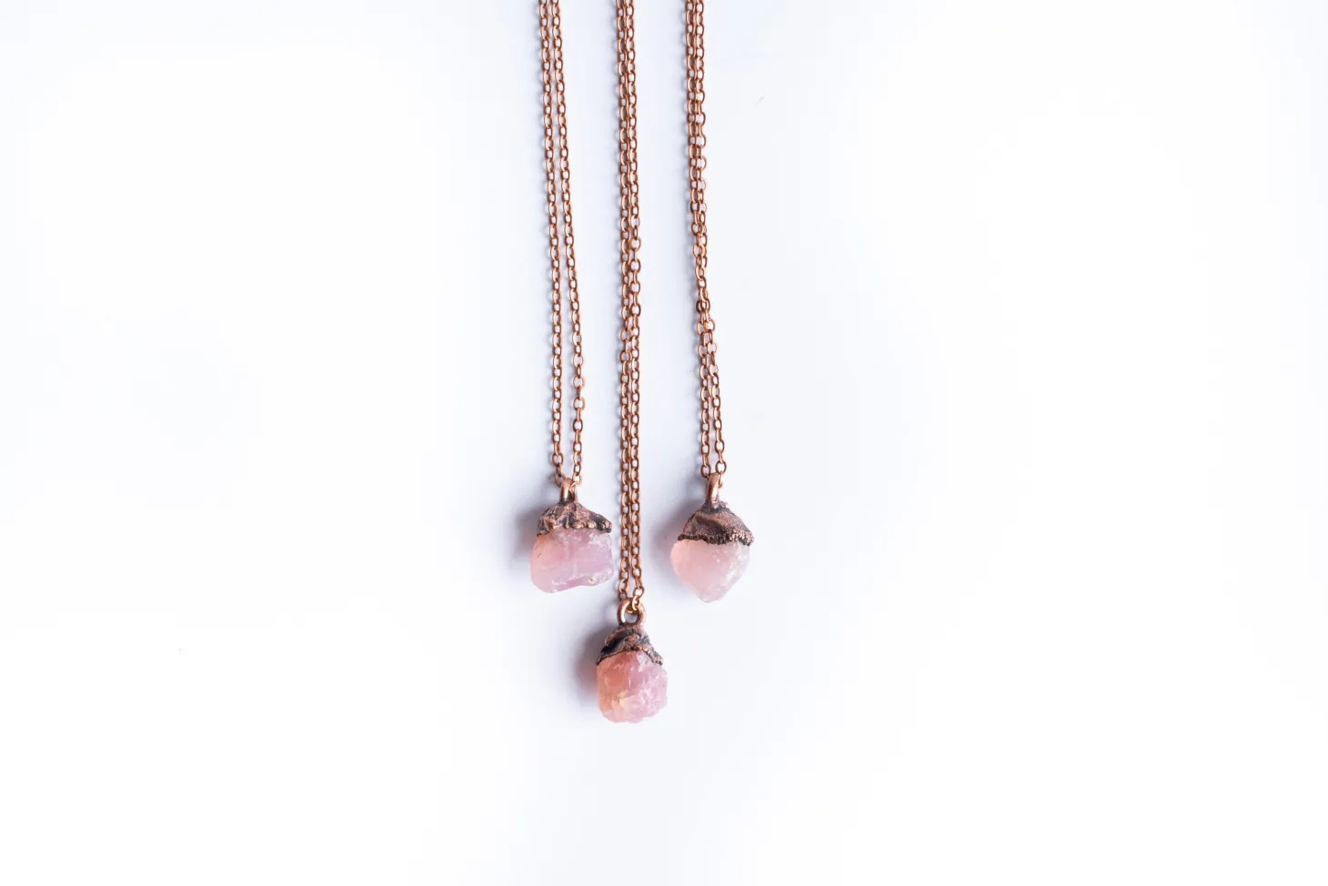 Rose quartz necklace | Electroformed crystal necklace