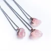 Rose quartz necklace | Electroformed crystal necklace