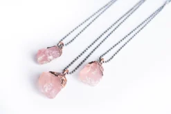 Rose quartz necklace | Electroformed crystal necklace
