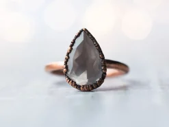 Rose Quartz ring | Organic stone stacking ring