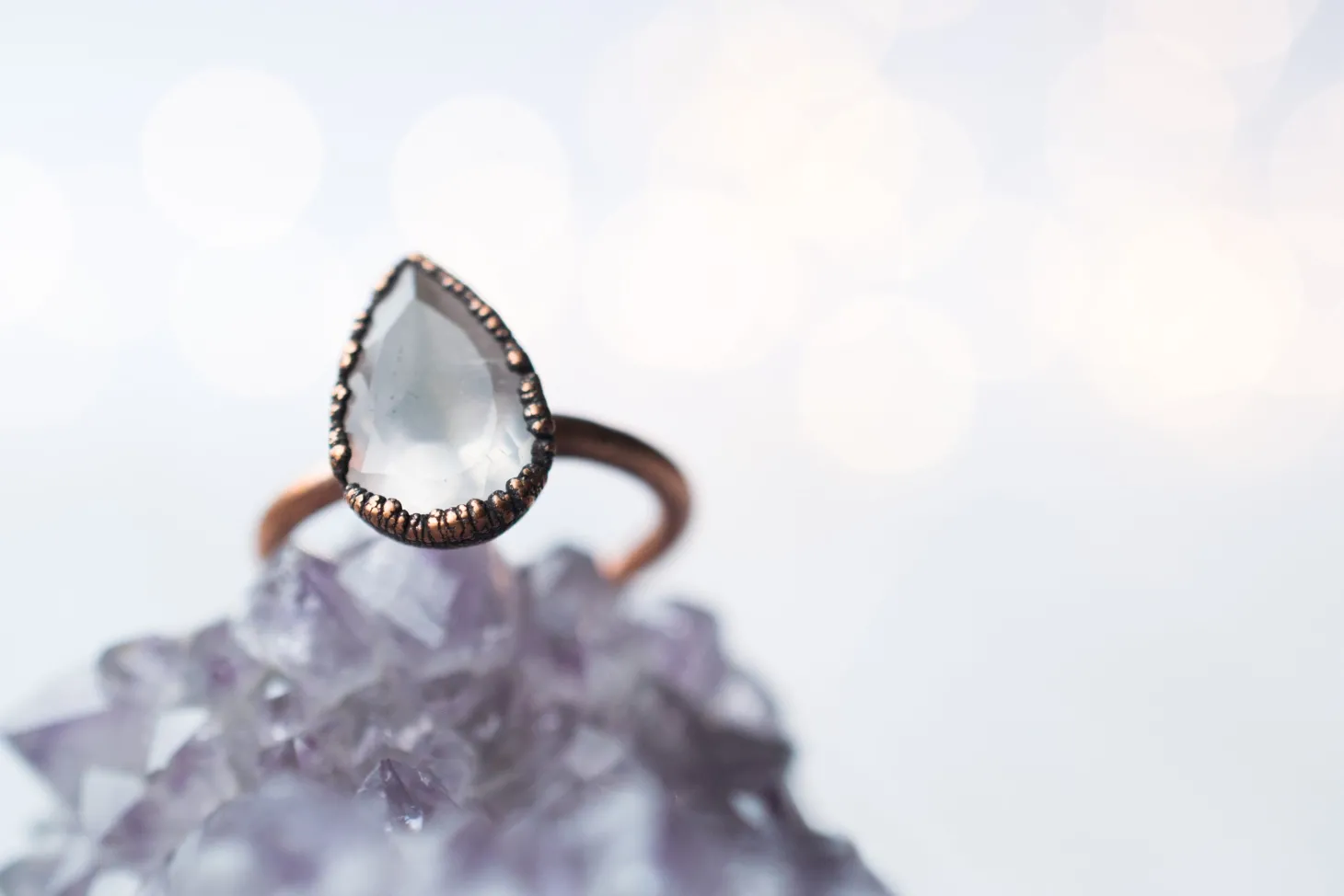Rose Quartz ring | Organic stone stacking ring