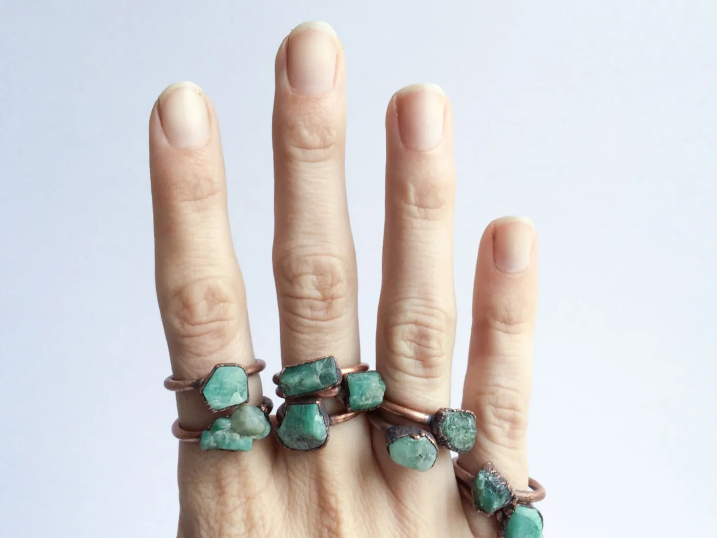 Rough emerald ring | Raw Emerald birthstone ring