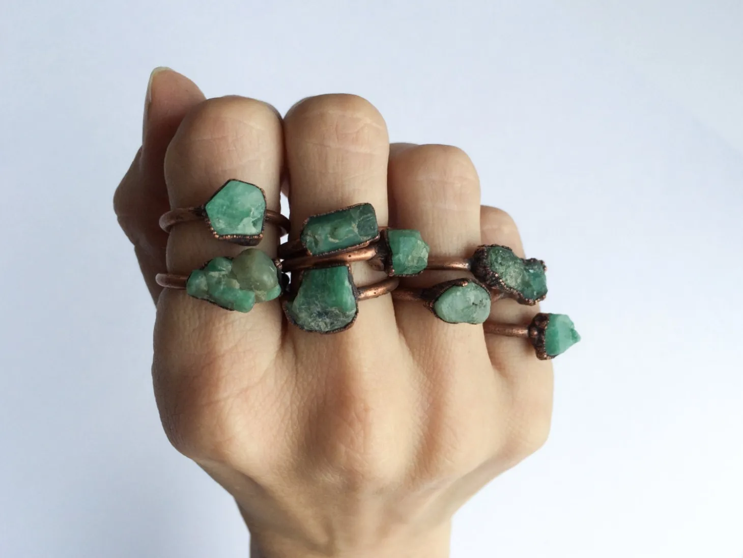 Rough emerald ring | Raw Emerald birthstone ring