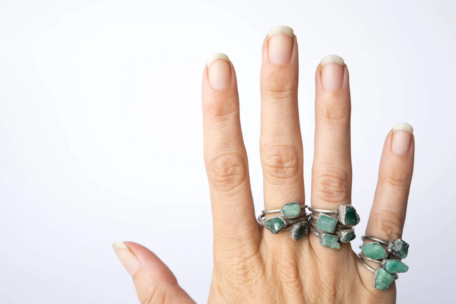 Rough emerald ring | Raw Emerald birthstone ring