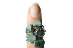 Rough emerald ring | Raw Emerald birthstone ring