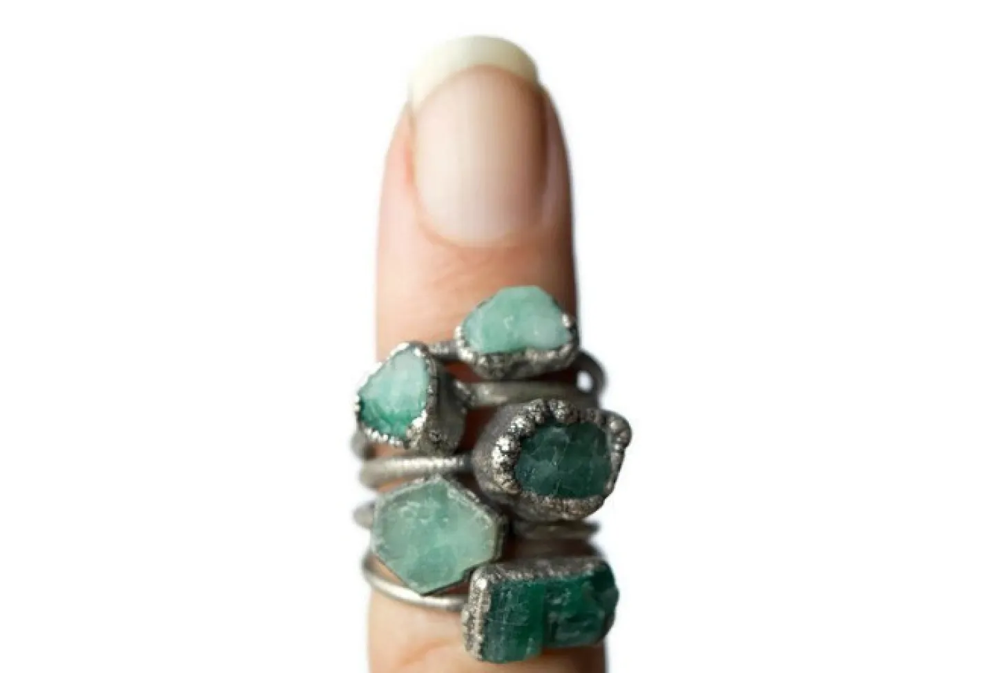 Rough emerald ring | Raw Emerald birthstone ring
