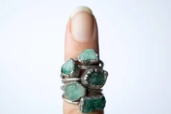 Rough emerald ring | Raw Emerald birthstone ring