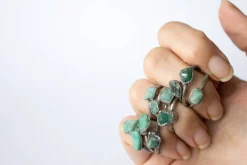 Rough emerald ring | Raw Emerald birthstone ring