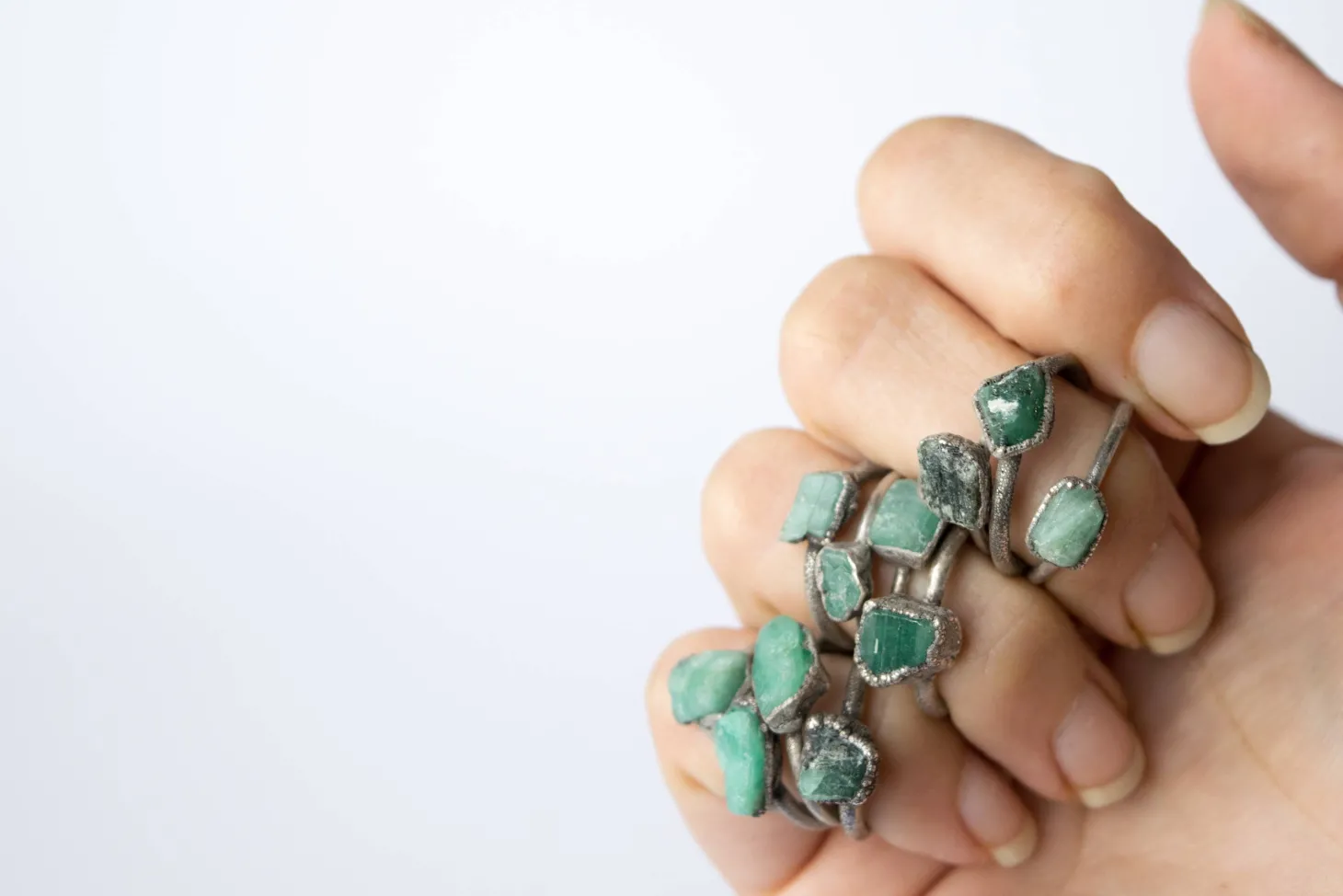 Rough emerald ring | Raw Emerald birthstone ring