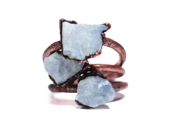 Rough moonstone ring | Simple stone stacking ring