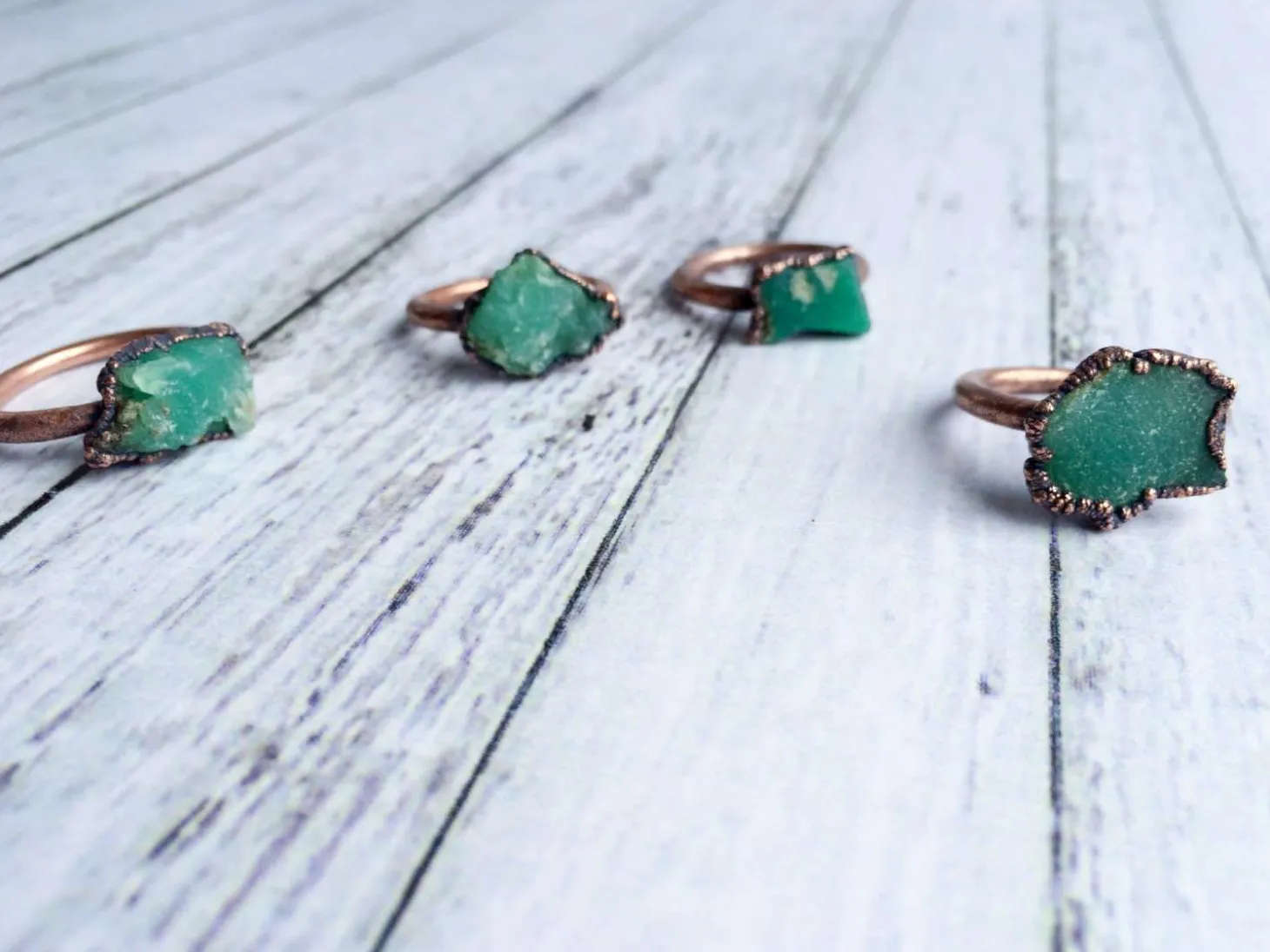 SALE Chrysoprase ring | Raw chrysoprase crystal ring