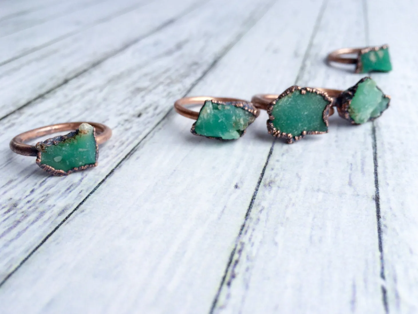 SALE Chrysoprase ring | Raw chrysoprase crystal ring