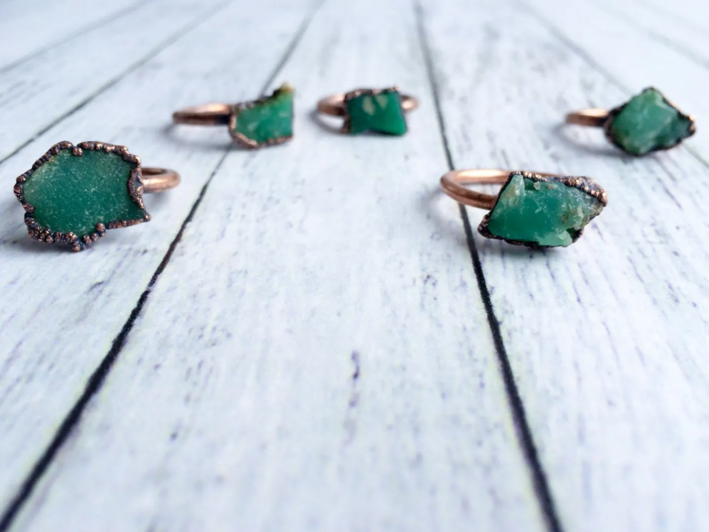 SALE Chrysoprase ring | Raw chrysoprase crystal ring