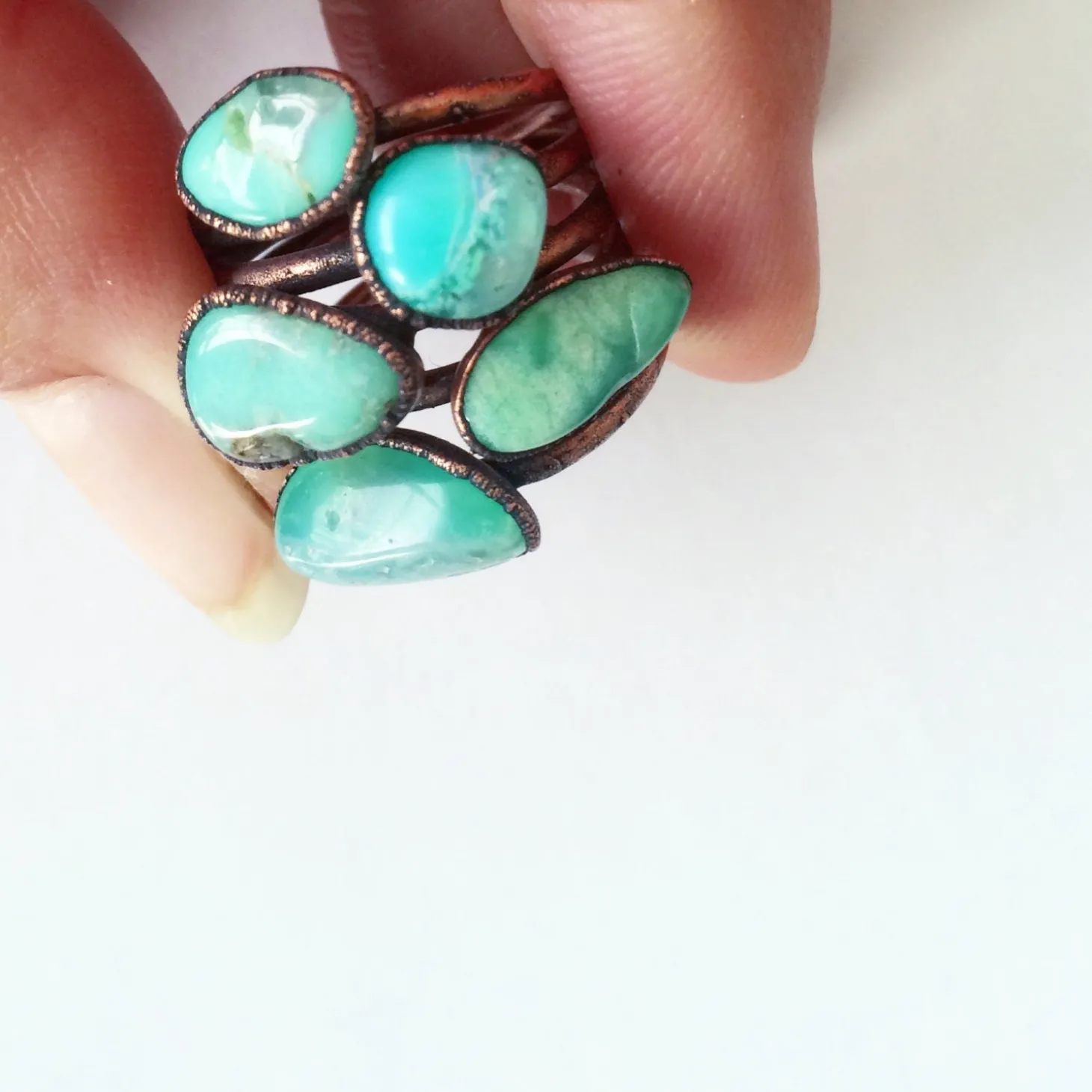 SALE Chrysoprase ring | Tumbled chrysoprase crystal ring