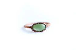 SALE Chrysoprase ring | Tumbled chrysoprase crystal ring