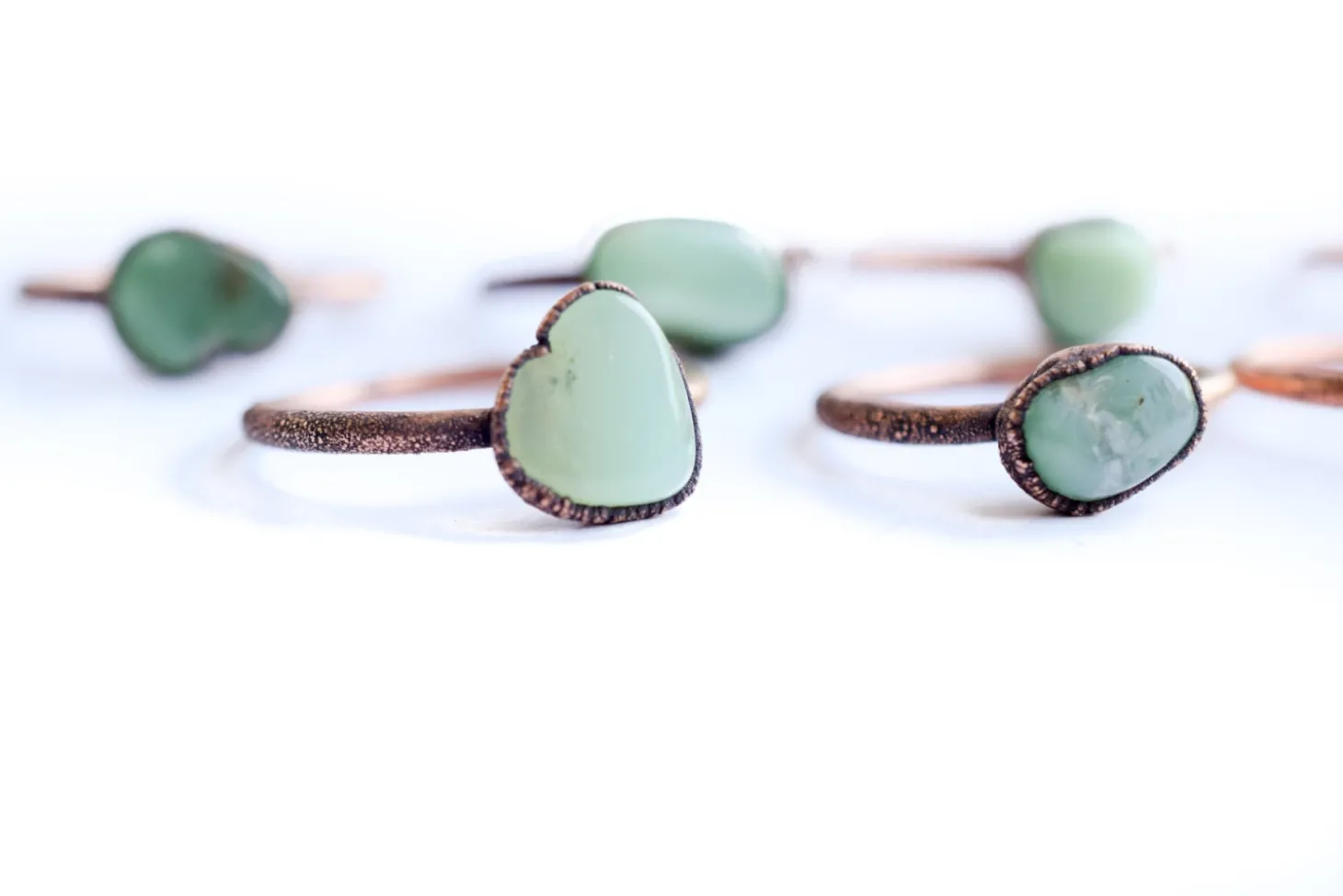 SALE Chrysoprase ring | Tumbled chrysoprase crystal ring