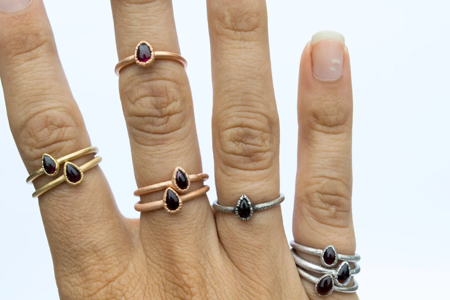SALE Deep Red Garnet ring | Garnet Teardrop Ring