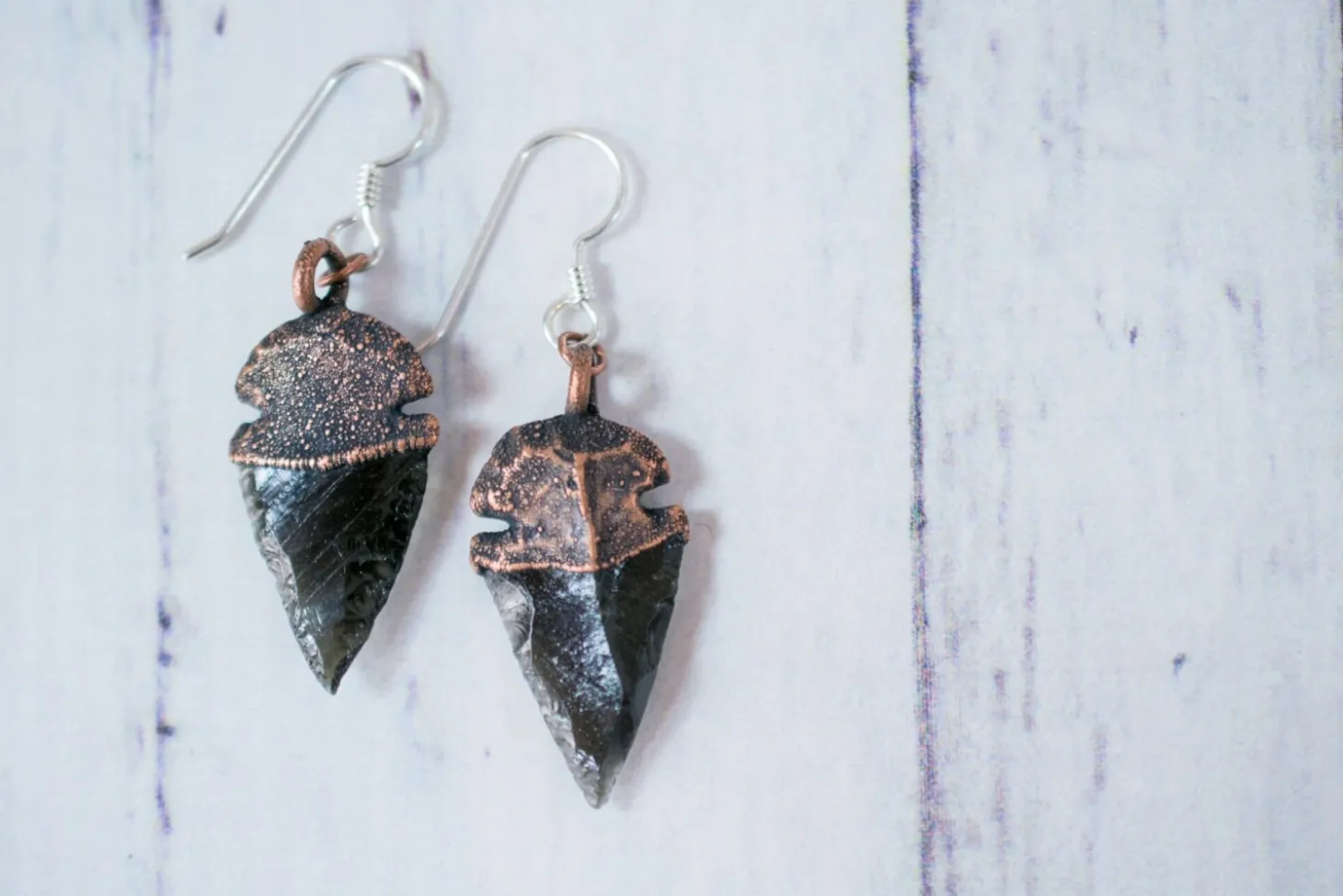 SALE Dragonglass | Obsidian arrowhead earrings