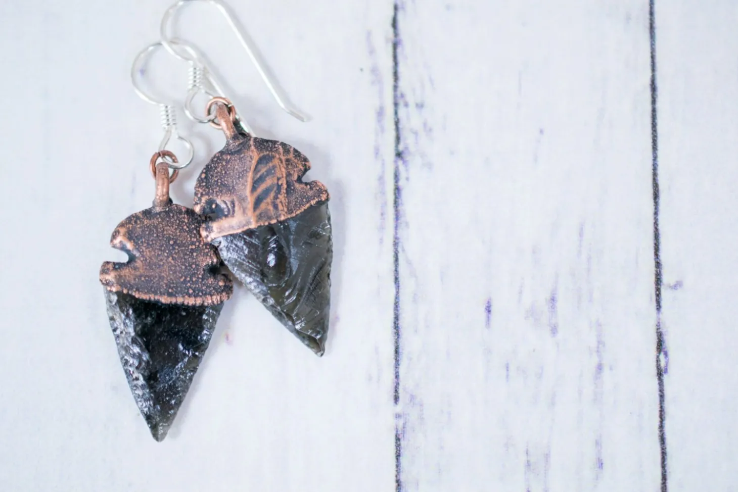 SALE Dragonglass | Obsidian arrowhead earrings