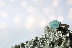 SALE Gold Emerald ring | Rough emerald ring