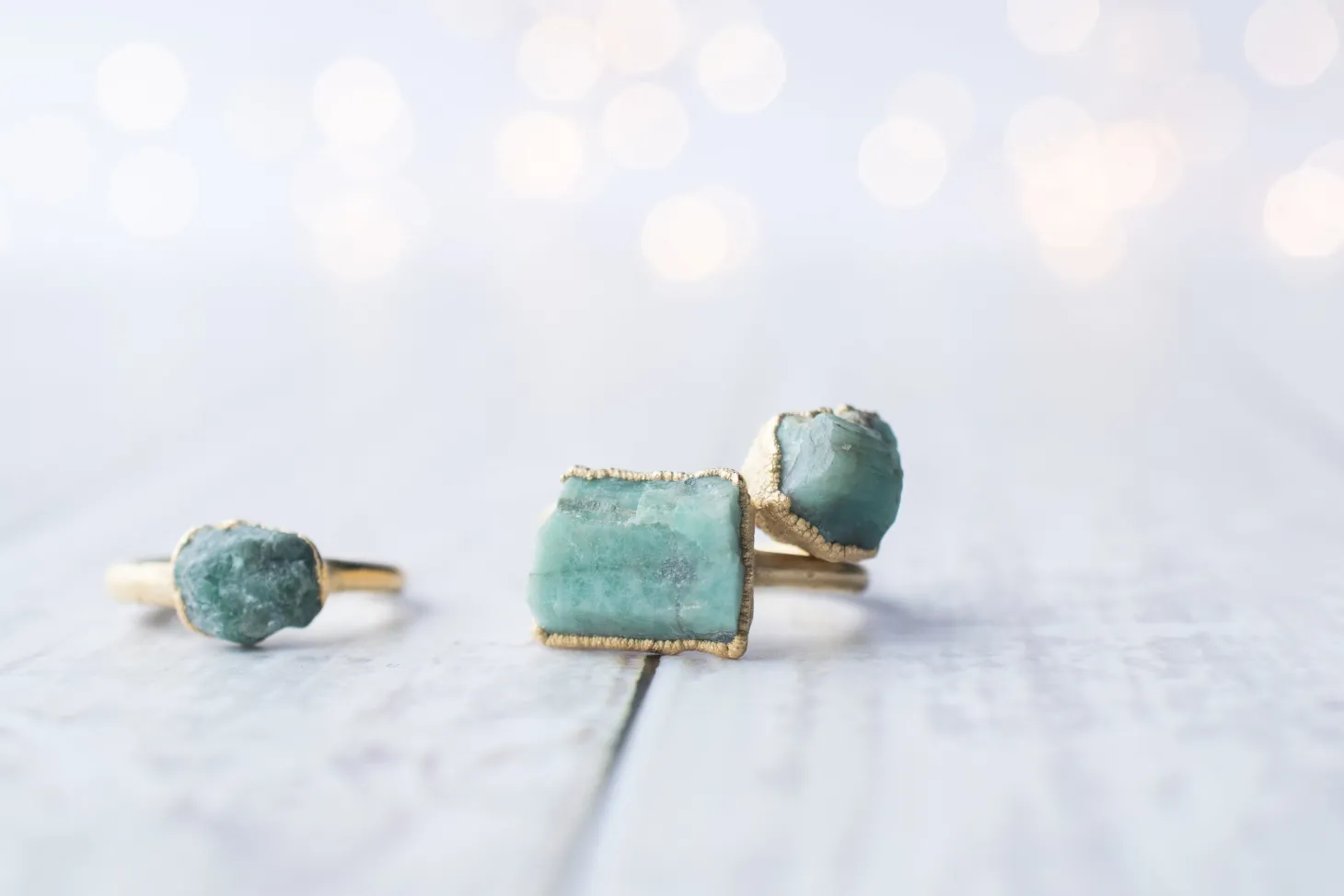 SALE Gold Emerald ring | Rough emerald ring