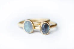 SALE Gold Labradorite ring | Gemstone stacking ring