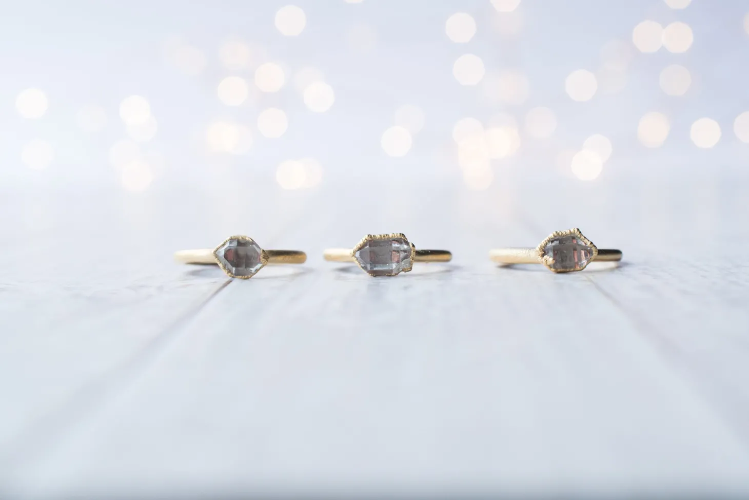SALE Gold raw crystal ring | Herkimer diamond ring