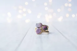 SALE Gold Ruby ring | Red ruby crystal ring