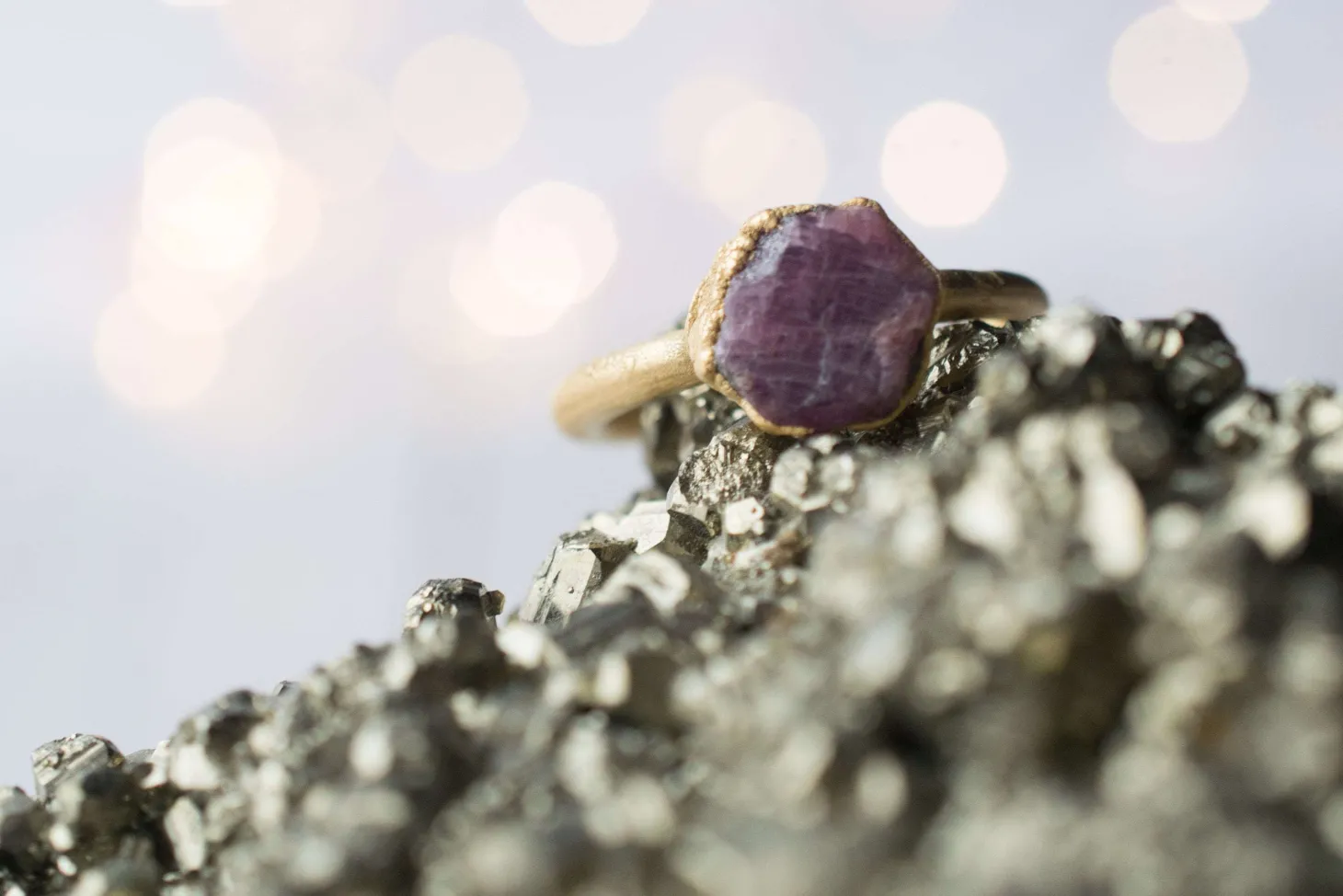 SALE Gold Ruby ring | Red ruby crystal ring