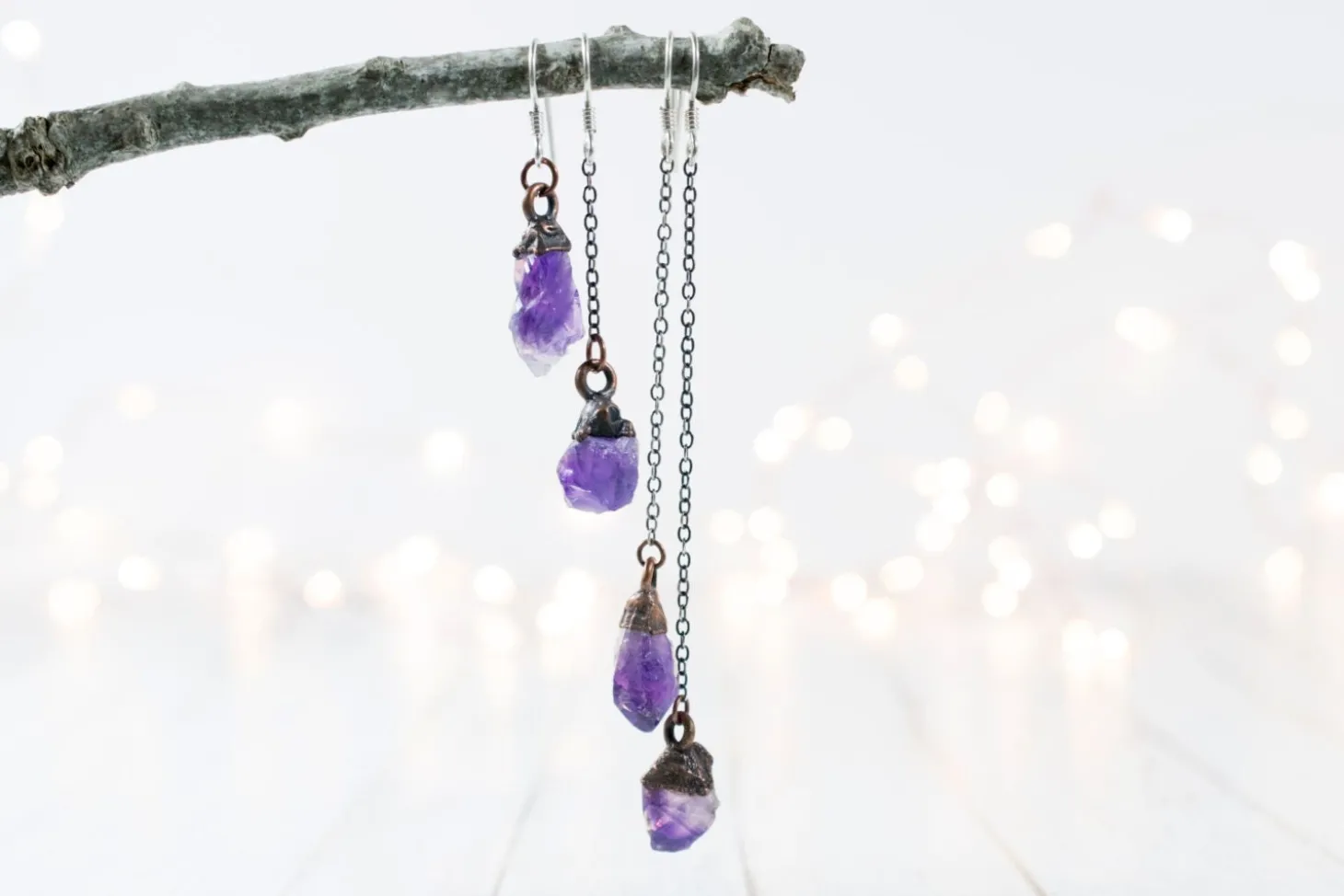 SALE Raw crystal | Amethyst crystal earrings