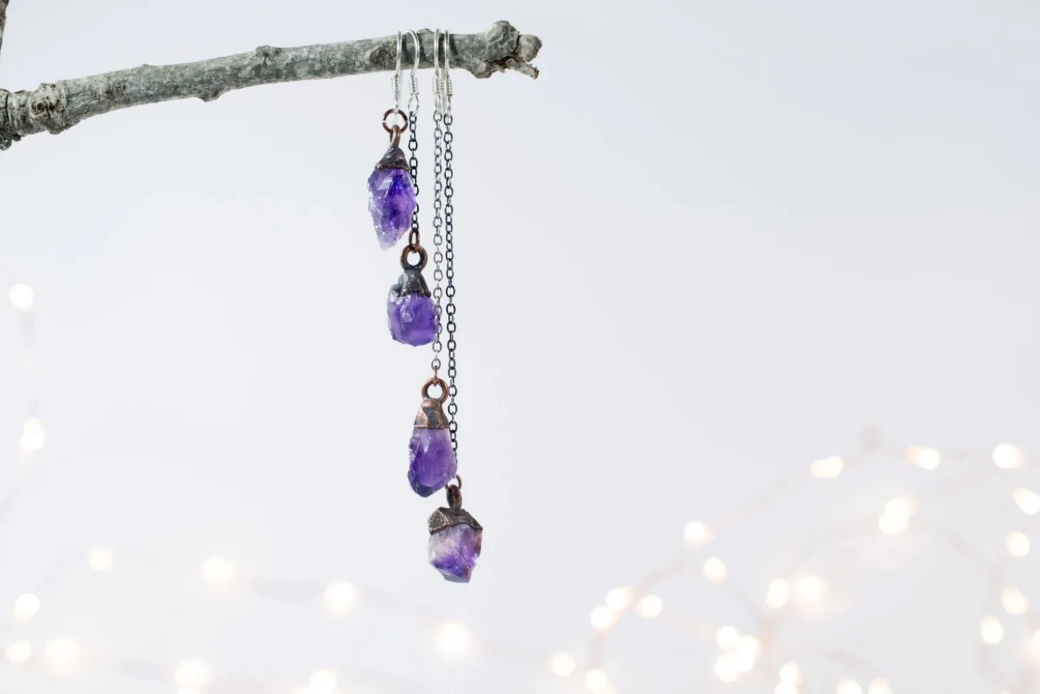 SALE Raw crystal | Amethyst crystal earrings