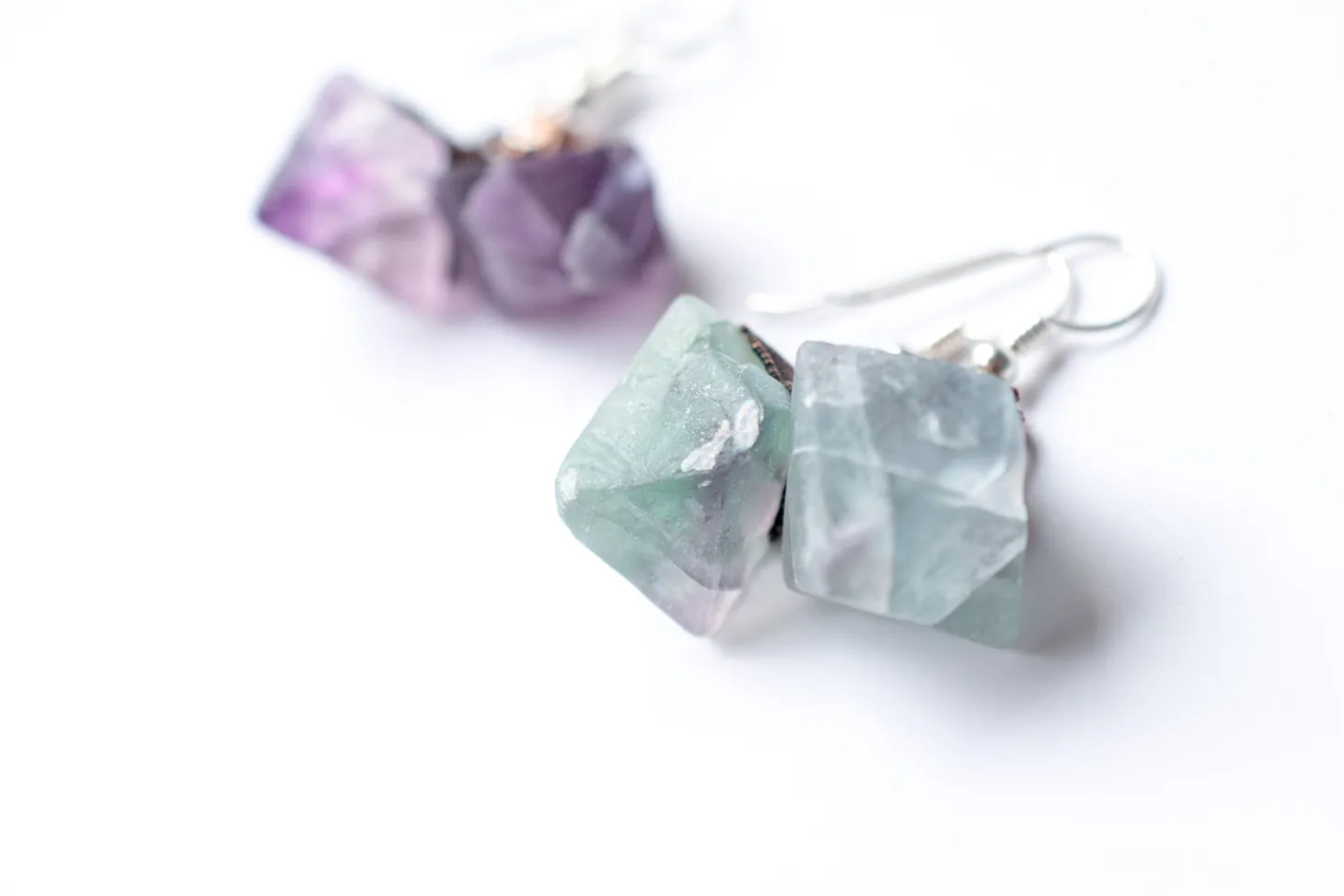 SALE Raw fluorite earrings | Rough fluorite