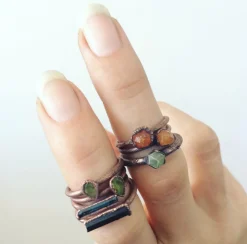SALE Raw garnet ring | Green Garnet ring