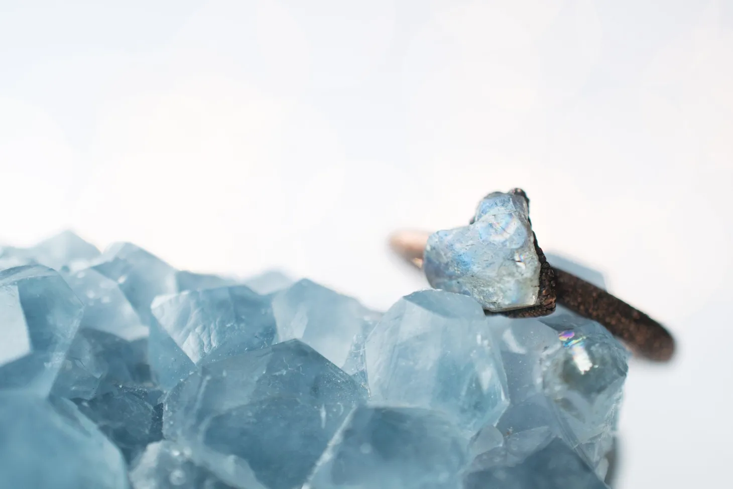 SALE Raw Labradorite ring | Gemstone stacking ring