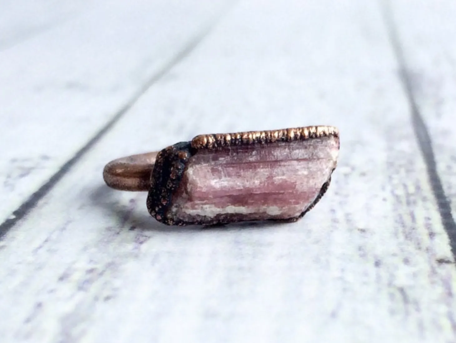 SALE Raw tourmaline ring | Pink tourmaline crystal ring