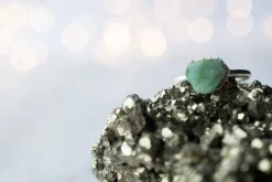 SALE Silver Emerald ring | Rough emerald ring