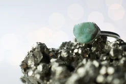 SALE Silver Emerald ring | Rough emerald ring
