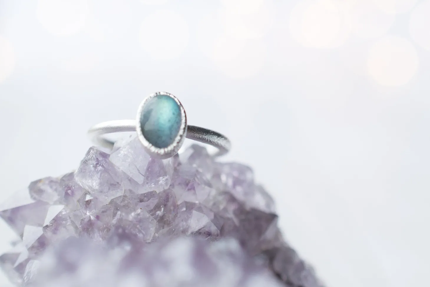 SALE Silver Labradorite ring | Gemstone stacking ring