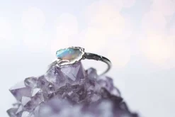 SALE Silver Opal ring | Raw opal ring