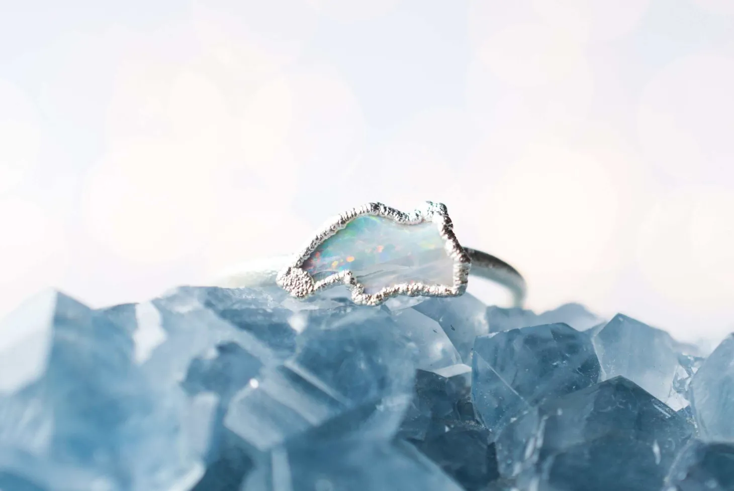 SALE Silver Opal ring | Raw opal ring