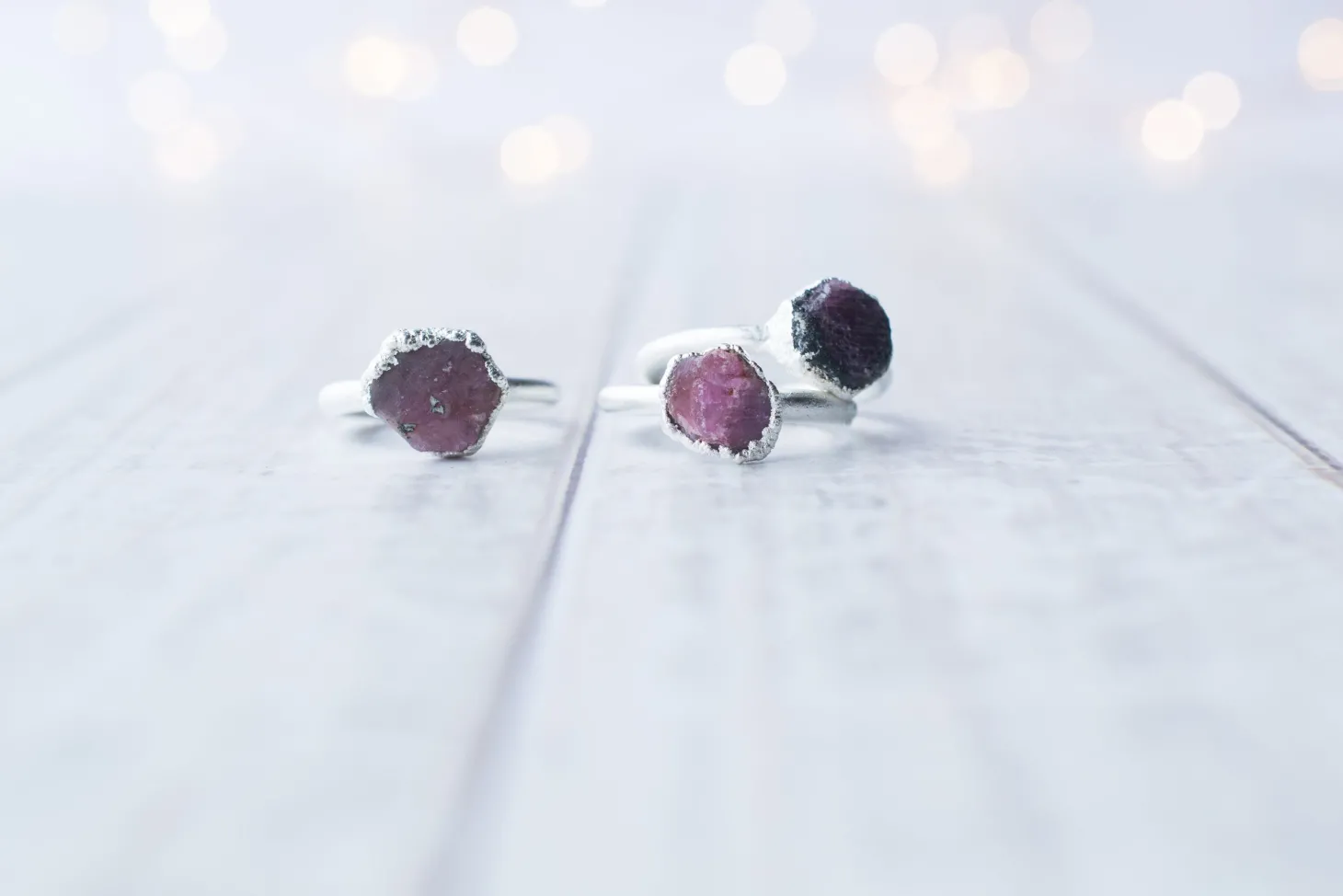 SALE Silver Ruby ring | Red ruby crystal ring