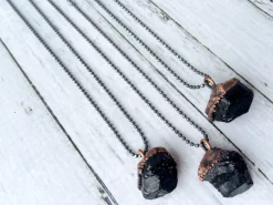 SALE tourmaline necklace | Black tourmaline sterling silver crystal necklace